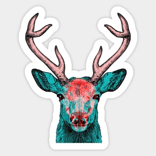 Deer Skull Interactive Red&Blue Filter T-Shirt Sticker